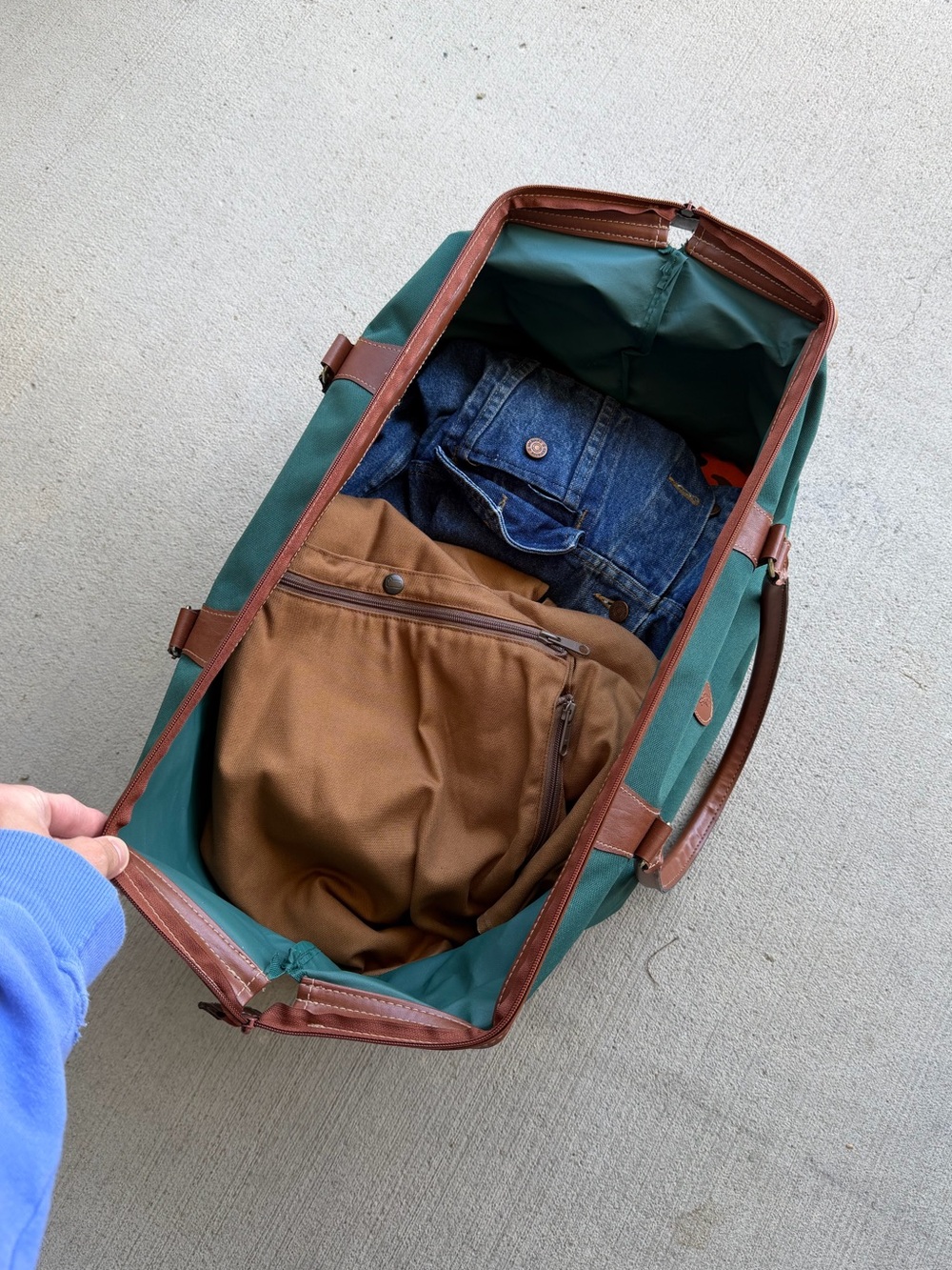 Vintage Polo Ralph Lauren Duffle Bag Mens Green Canvas Large Weekender 90s - Picture 10 of 14